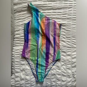 Summersalt Watercolor Rainbow One Piece One Shoulder Swimsuit
